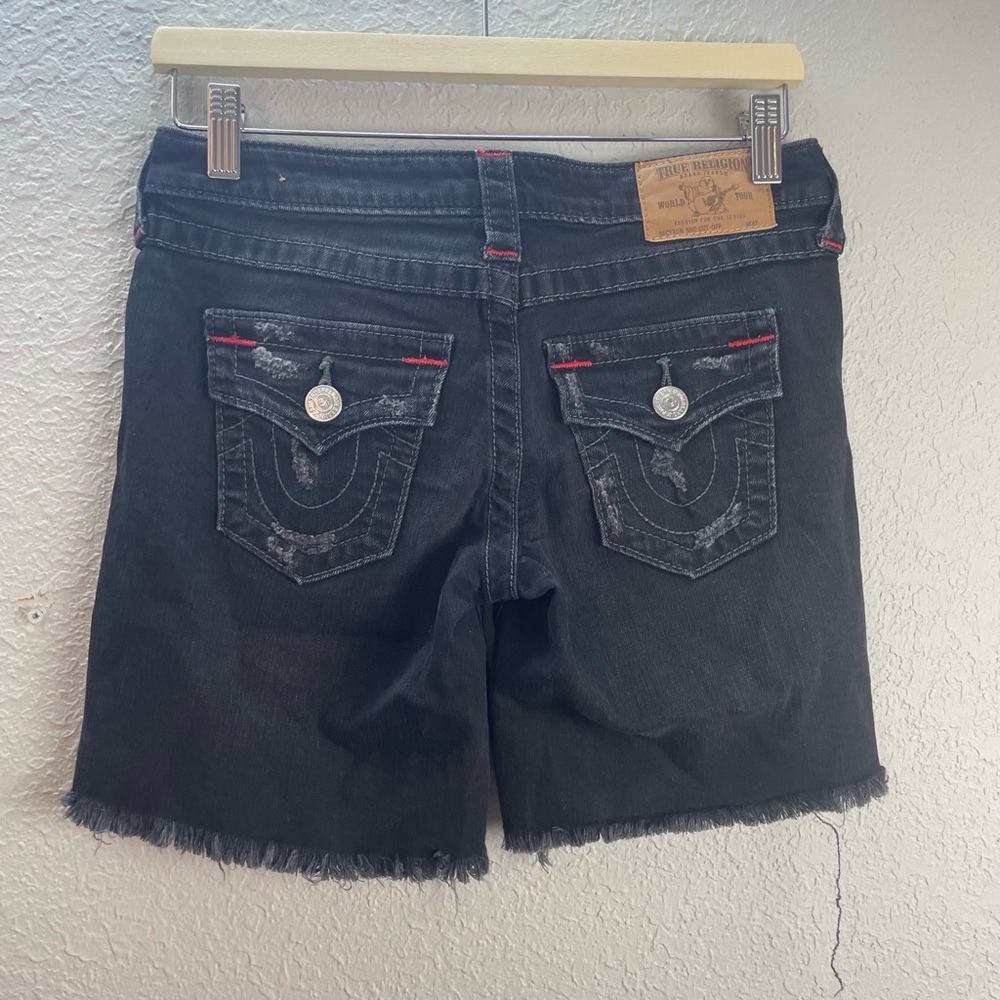 True Religion Distressed Mid Cut-off Shorts